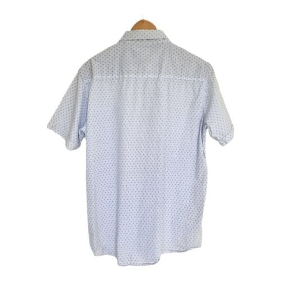 Airwalk men's Shirt Size Large Button Down Short Sleeves white with blue square - Picture 8 of 10